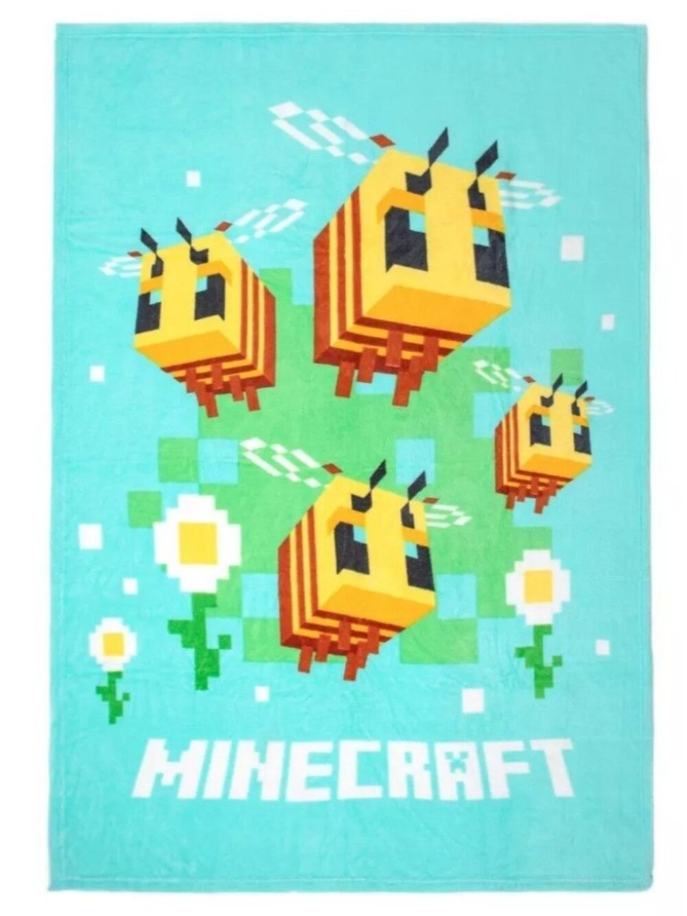 Minecraft Beautiful Day Bumblebee Themed Soft & Plush Throw Blanket NWOT